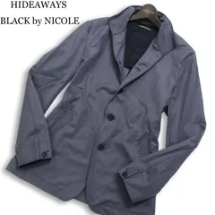 HIDEAWAYS BLACK by NICOLE ハイダウェイ ニコル 通年 背抜き★ スタンドカラー テーラード ジャケット Sz.48 メンズ 紺