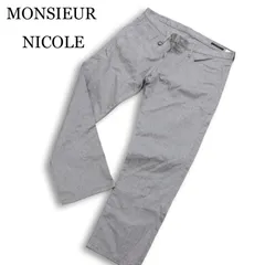 MONSIEUR NICOLE ムッシュ ニコル 通年 SLIM FIT ストレッチ★ ヘリンボーン スラックス パンツ Sz.52 メンズ 灰 日本製のサムネイル