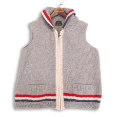 GLOBAL WORK グローバルワーク 秋冬 ウール100％★ ニット ジップ ベスト  Sz.L メンズ 灰