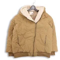 JaVa ジャバ 秋冬★ ダイヤ型キルティング ジャケット フード ブルゾン フード裏ボア Sz.L レディース