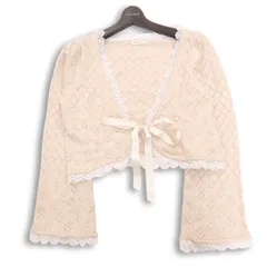 axes femme アクシーズファム 秋冬 ニット★ レーヨン ダイヤ柄 小花 ボレロ カーディガン 羽織り Sz.M レディース