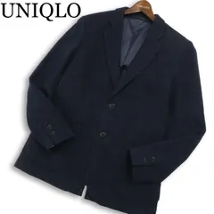UNIQLO ユニクロ 秋冬 ウール★ ヘリンボーン ツイード テーラード ジャケット Sz.L～XL位 メンズ ネイビー