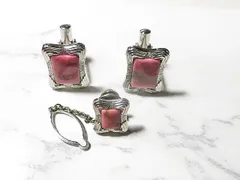 天然石 ロードナイトタイピン・カフスボタンセット　　260101058