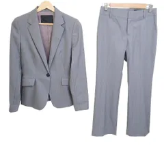 UNTITLED(アンタイトル) レディースパンツスーツ レディース美品  - グレー×ライトピンク ストライプ/肩パッド/3点セット