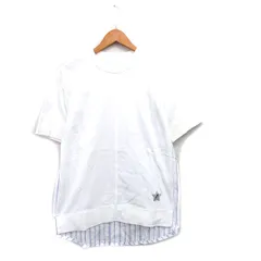 ベータメン β MEN カットソー Tシャツ 半袖 切替 コットン ストライプ M ホワイト 白 /KT16