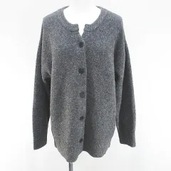 アフタヌーンティー Afternoon Tea WARDROBE 長袖 カーディガン ニット M-L 灰系 グレー ストレッチ リブ 毛 ウール 無地