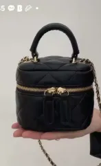 ブラック キルティング チェーン ミニトートバッグ