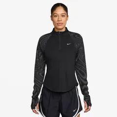 NIKE(ナイキ) ナイキ ウィメンズ テンポ DF FLSH ハーフジップ L/S トップ 陸上＆ランニング ウェア プラクティスシャツ HV2997、(010)ブラック