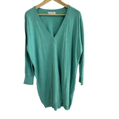 iliann loeb(イリアンローブ) ワンピース レディース美品  - ライトグリーン Vネック/長袖/ひざ丈