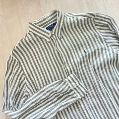 ポロ ラルフローレン リネン ストライプシャツ XL