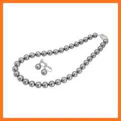 【新品】 [咲屋] パール ネックレス 高級版 冠婚葬祭 真珠 黒真珠 フォーマル イヤリング ピアス セット 結婚式 パーティー 葬式 貝パール ネックレス 10mm42cm ホワイト シルバーブラック ピーコック (ブラック/イヤリング) 0