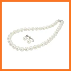 【新品】 [咲屋] パール ネックレス 高級版 冠婚葬祭 真珠 黒真珠 フォーマル イヤリング ピアス セット 結婚式 パーティー 葬式 貝パール ネックレス 10mm42cm ホワイト シルバーブラック ピーコック (ホワイト/イヤリング) 0