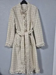 ツイード ベルト付き ロングコート 55
