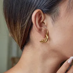 ピアス カーブピアス ステンレスピアス 個性的ピアス ミックスカラー バイカラー 韓国アクセサリー　アクセサリー　ゴールド　ミックスカラー　レディース　463P　シースキー【seasukii公式ショップ】