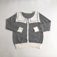 ハウンドトゥース CHECK カラ カーディガン