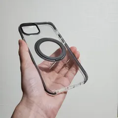 iPhone 15 Pro Max用の360度回転スタンド付き ケース 灰色