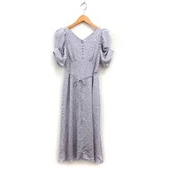 スナイデル SNIDEL パフスリーブ プリント ワンピース フレア ロング リボン ギャザー 半袖 0 グレー /NT25