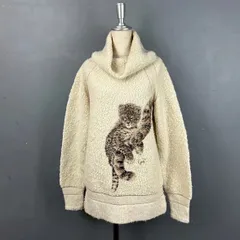 GK 伊太利屋 イタリヤ タートルネック ニット セーター ウール ヒョウ アニマル オフホワイト レディース フリーサイズ