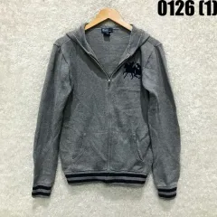 ポロラルフローレン グレー ニット フードジップアップ XL