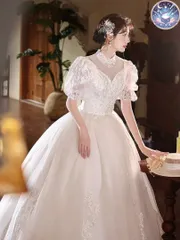 新品 未使用 ウェディングドレス レディースドレス 大人気 気品漂うレトロウェディングドレス　結婚式　前撮り　フォトウェディング