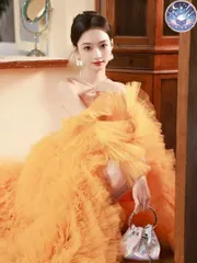 新品 未使用 ウェディングドレス レディースドレス 華やかさ抜群人気のチュールカラードレス　結婚式の前撮り◎　お色直しに◎