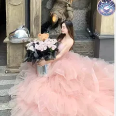 新品 未使用 ウェディングドレス レディースドレス 人気色◎チュールカラードレス結婚式　前撮り　披露宴のお色直しに◎