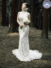 新品 未使用 ウェディングドレス レディースドレス 爽やかレースで夏婚に！！ウェディングドレス　フレンチテイスト　前撮り　結婚式