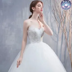 新品 未使用 ウェディングドレス レディースドレス 華やかウェディングドレスプリンセスライン　チューブトップ　結婚式　前撮り