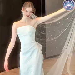 新品 未使用 ウェディングドレス レディースドレス オフショルダーウェディングドレス結婚式　前撮り　スレンダーライン