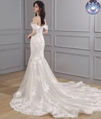 新品 未使用 ウェディングドレス レディースドレス 大人の優雅さ結婚式用ウェディングドレス後ろ姿も魅力的