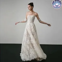 新品 未使用 ウェディングドレス レディースドレス 袖付きウェディングドレス結婚式に最適な一着