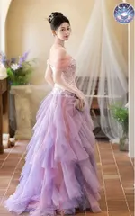 新品 未使用 ウェディングドレス レディースドレス 結婚式にも最適カラードレス ロング丈イブニングパーティー用