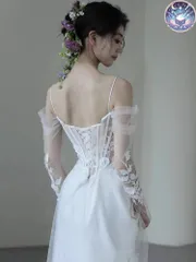 新品 未使用 ウェディングドレス レディースドレス 高級レースストラップレスウェディングドレス