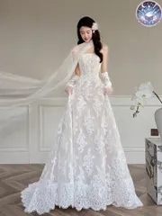 新品 未使用 ウェディングドレス レディースドレス 2026最新レース　ウェディングドレス　ストラップレス