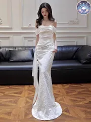 新品 未使用 ウェディングドレス レディースドレス オフショルダーフレンチウェディングドレス