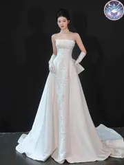 新品 未使用 ウェディングドレス レディースドレス エレガントレースバックリボンウェディングドレス