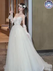 新品 未使用 ウェディングドレス レディースドレス 高級チューブトップ ウェディングドレス