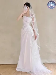 新品 未使用 ウェディングドレス レディースドレス ストラップレスレースウェディングドレス