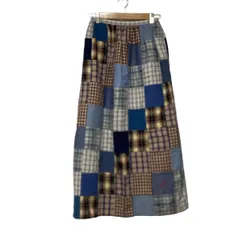 PINK HOUSE(ピンクハウス) ロングスカート レディース美品  - ライトブルー×ブルー×マルチ チェック柄/パッチワーク