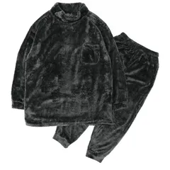 [ステイランド] フリース上下セット ふわふわあったか メンズ (L, チャコール) 1