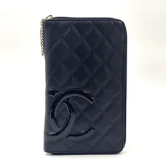 CHANEL ココマーク カンボン ラウンドファスナー シリアル番号14番台 レザー ピンク×ブラック 長財布 シルバー A48660 