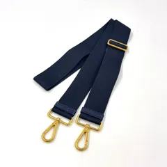 PRADA レザー×キャンバス ネイビー ショルダーストラップ ゴールド