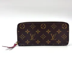 LOUIS VUITTON ポルトフォイユ クレマンス モノグラム モノグラム フューシャ レザー×PVC ピンクパープル×ブラウン ラウンドファスナー長財布 ゴールド M60742