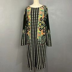 24061✨エトロ 44 花柄 総柄 ストレッチ フレア ロングワンピース