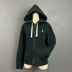 Ralph Lauren ラルフローレン スウェット パーカー フーディー フルジップ ジャケット ワンポイント刺繍 ブラック 黒 レディース L