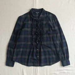 希少　〜00s　archive　アーカイブ古着　RALPH LAUREN　ラルフローレン　チェック柄　長袖コットンシャツ　フリルブラウス　ワンポイント裾ポニーロゴ刺繍　160　S～M相当　checked pattern L/S frill shirt　Y2K
