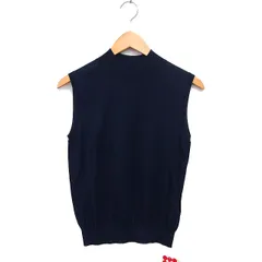 ドゥクラッセ DoCLASSE タグ付き シルク ニット セーター ノースリーブ リブ ハイネック ハイゲージ L 紺 ネイビー /NT10