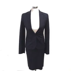 セオリー Theory スカートスーツ セットアップ 上下 ジャケット テーラード タイト ひざ丈 ストライプ 0 ネイビー 紺 /TT