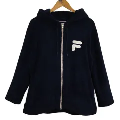 フィラ FILA パーカー ジップアップ フード ロゴ フリース 長袖 L 紺 ネイビー