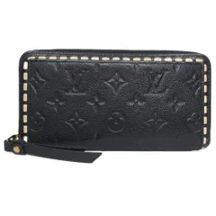 ルイヴィトン LOUIS VUITTON モノグラム アンプラント ジッピーウォレット M64805 長財布 レザー ラウンドファスナー ステッチ 黒 ブラック